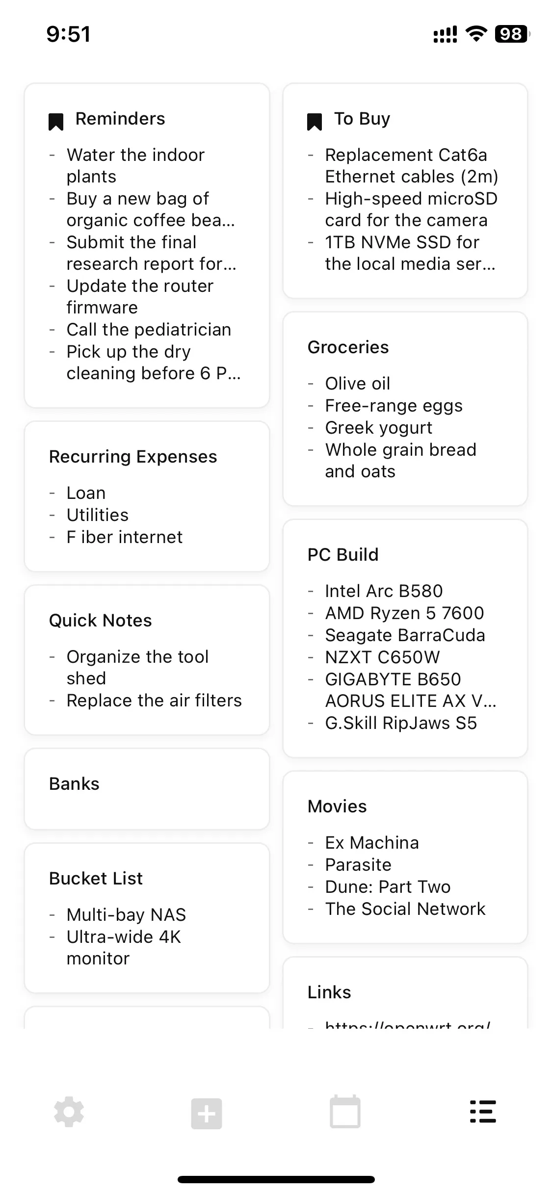 Notes Screen