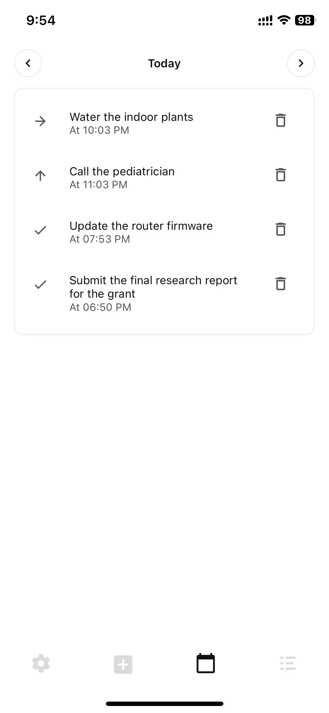 Reminders Screen