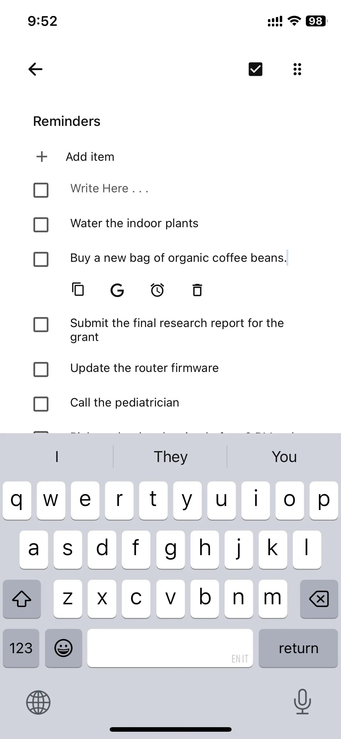Viewing Notes Screen